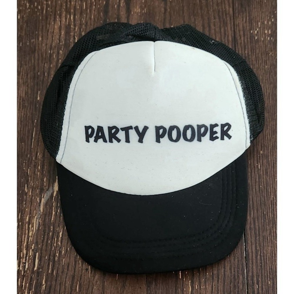 Party Pooper Trucker Hat Funny Snapback Mesh Cap Black White Trucker Hat Meme